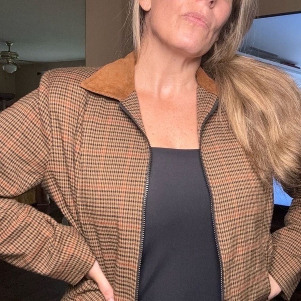 Vintage 90’s Preppy Barn Coat Equestrian Houndstooth Jacket